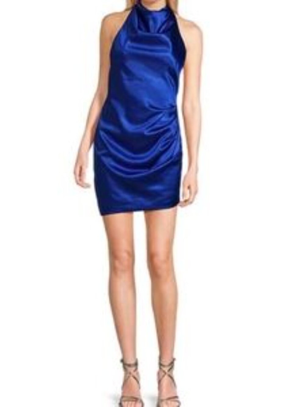 NWT: Gianni Bini Peyton Cowl Halter Asymmetrical Satin Mini Dress